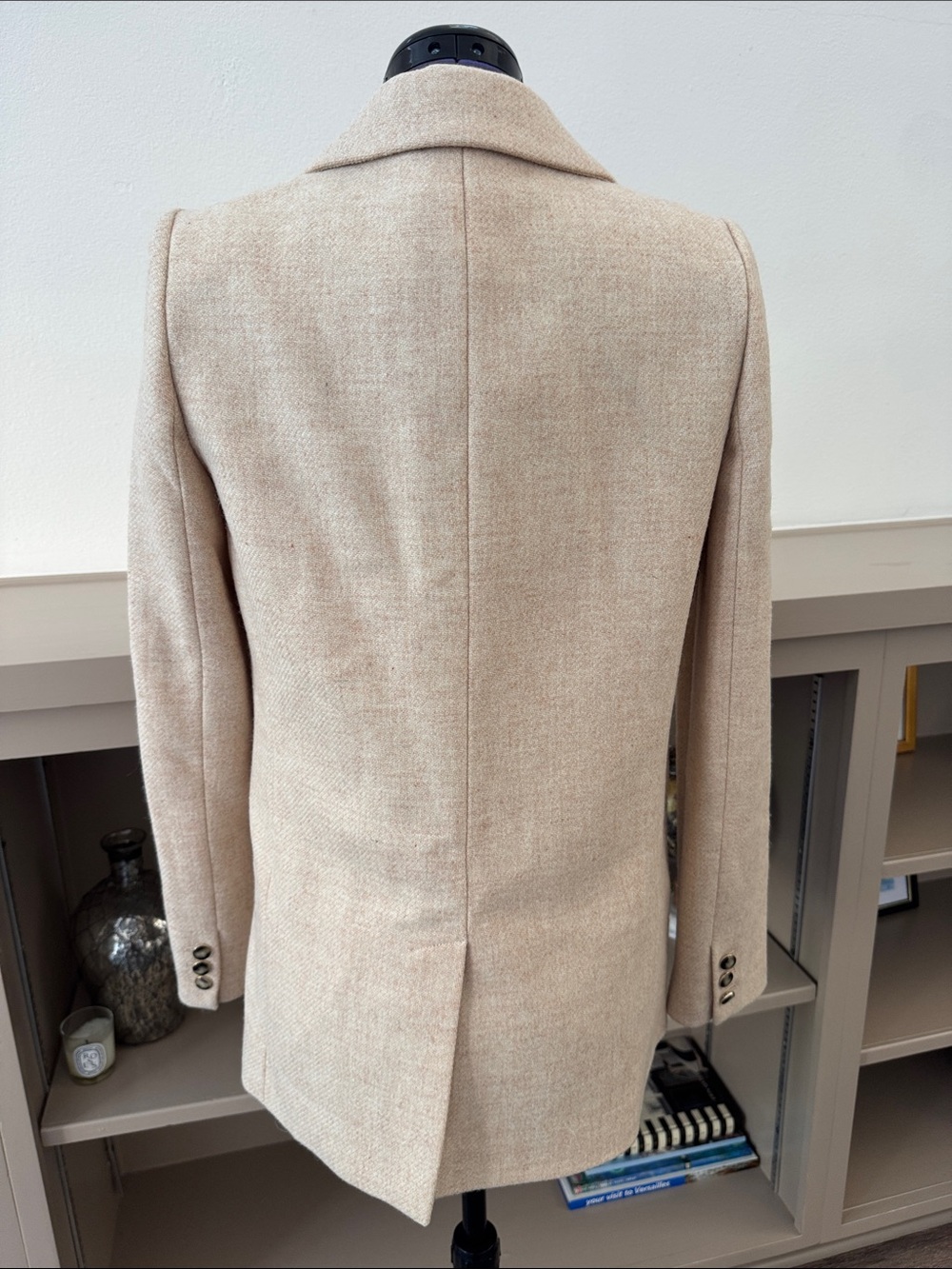 Sézane Romane Mottled Ecru Wool Tailored Blazer Jacket Women’s Size FR 34 US 2 - Picture 7 of 9